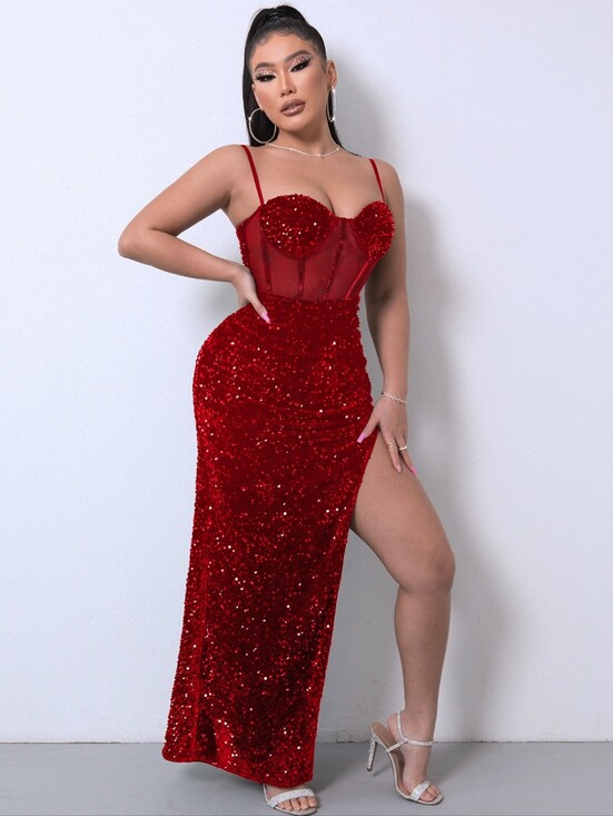 Harmony In Nature Dresses & Skirts - Stardust Sheer Maxi Dress - Red